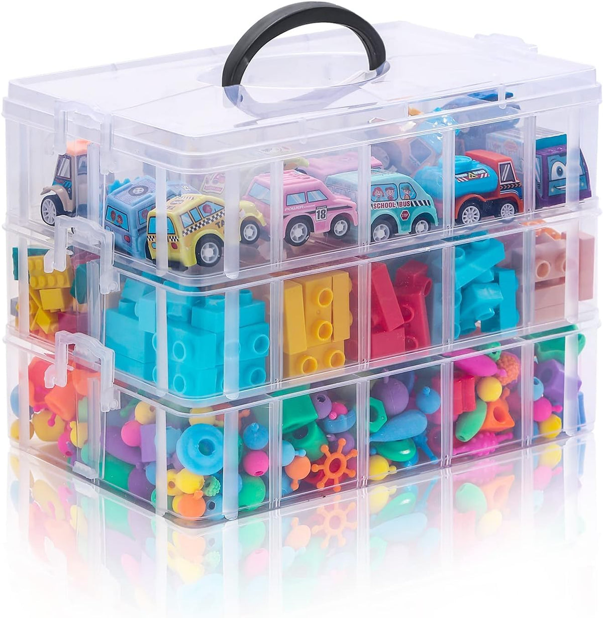 KESI Plastic Jewelry Storage Box,Storage Box with Adjustable Dividers Container for Bead,Jewelry,Craft,Earring,Ring Organiser Pl