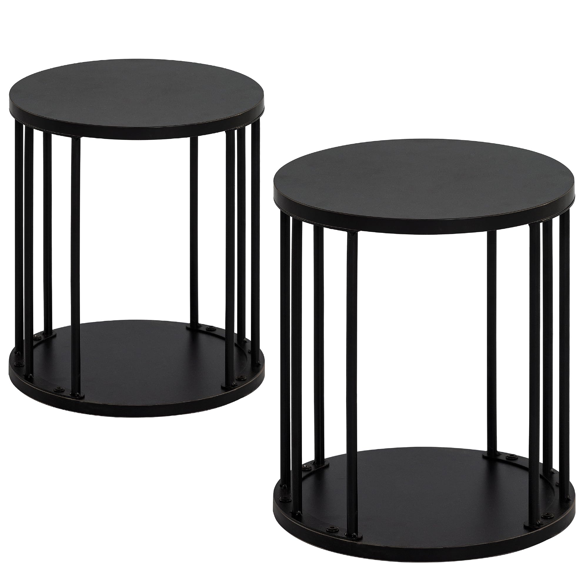 HDANI Wooden Stool Set of 2 for Kids,Adults,300lbs Load Capacity Garden Round Wood Stool,Non-Slip Small Step Stool for Plant Sta