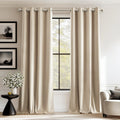Lazzzy Velvet Curtains Beige Thermal Insulated Curtains 90 Inch Long Drapes For Bedroom Living Room Darkening Noise Reducing Soft Luxury Window Treatments Grommet Curtains 2 Panels Beige