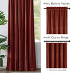 Lazzzy Orange Velvet Curtains Room Darkening Thermal Insulated Curtains 63 Inch Long Window Drapes For Bedroom Living Room Super Soft Luxury Rod Pocketwindow Treatment 2 Panels, Rust Red