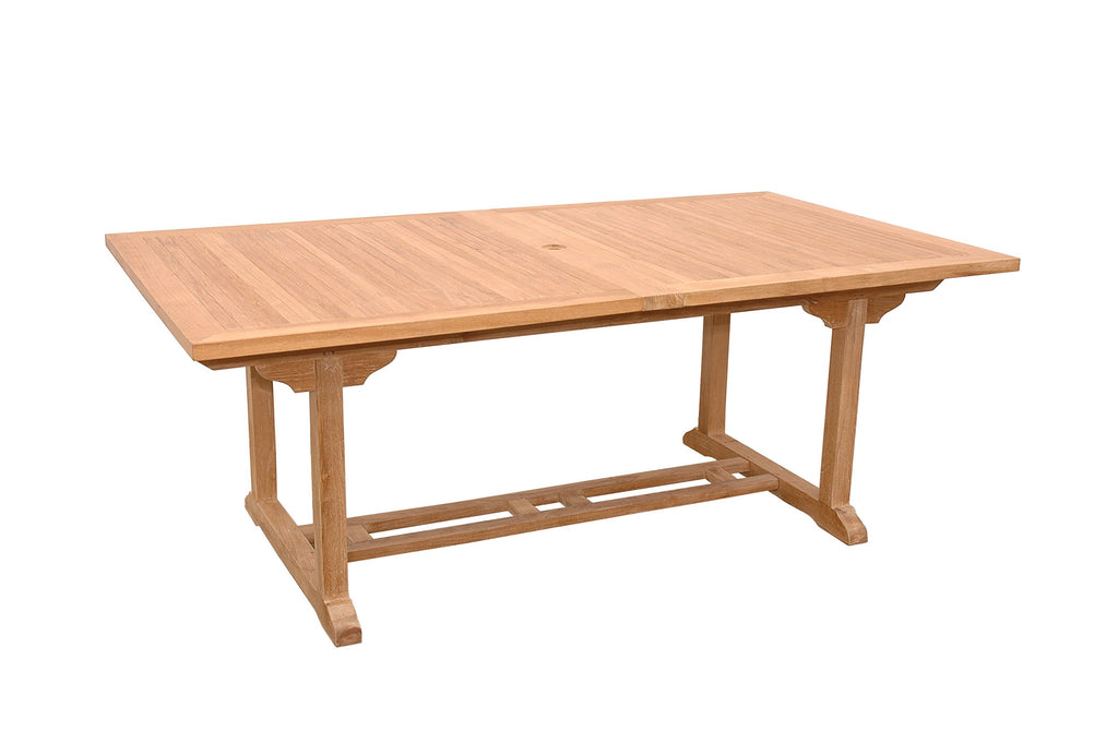 Anderson Teak Valencia Rectangular Table with Double Extension, 117-Inch,Golden Light Teak,TBX-117RD
