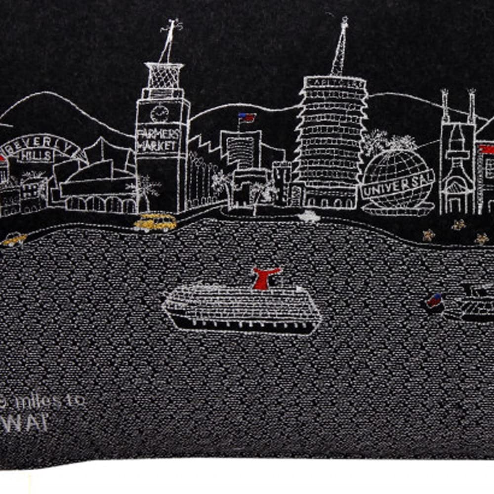 HomeRoots Grey 24' Black Los Angeles Nighttime Skyline Lumbar Decorative Pillow