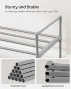 Songmics Shoe Rack, 3 Tier Shoe Organizer, Metal Shoe Storage Shelf For 15 Pairs Of Shoes, Easy To Assemble, Entryway, Grey Ulsa303G01