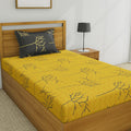 Huesland By Ahmedabad Cotton 144 Tc Cotton Single Bedsheet With 1 Pillow Cover  Yellow And Grey