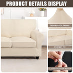 Searchi Stretch Sofa Cover Couch Cover, 3 Pieces Loveseat Slipcover With 2 Separate Cushion Cover, Washable Furniture Protector For Living Room(Loveseat, Silver Beige)