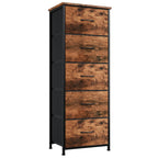 Somdot Tall Dresser For Bedroom With 5 Drawers, Storage Organizer Chest Of Drawers With Removable Fabric Bins For Closet Bedside Nursery Laundry Living Room Entryway Hallway, Wood Grain Print