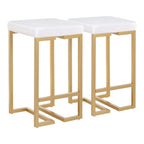Midas 26 Contemporary-Glam Counter Stool In Gold With White Velvet Cushion By Lumisource - Set Of 2