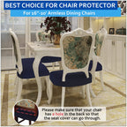 Buyue Luxury Dining Room Chair Covers Set Of 6, Easy Installation Stretchy Jacquard Armless Kitchen Chair Seat Protectors, Rear Covered- Navy Blue- 6