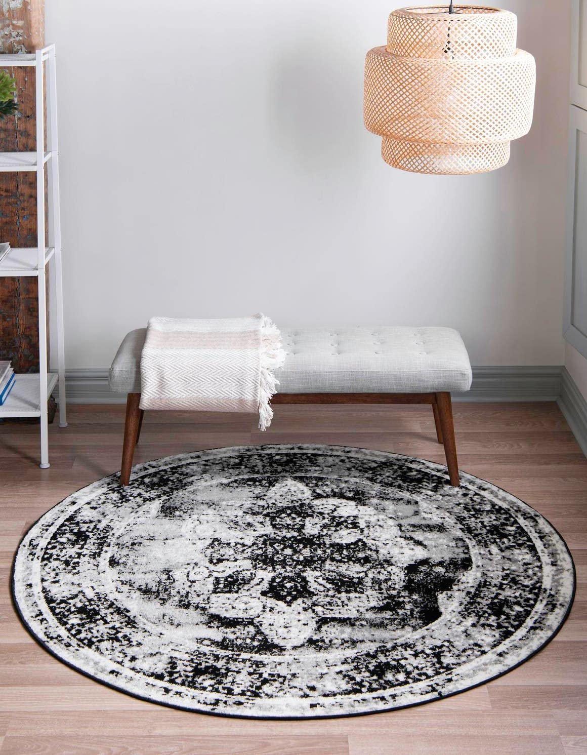 Unique Loom Sofia Collection Area Rug - Salle Garnier (4 1 Round, Black/ Ivory)