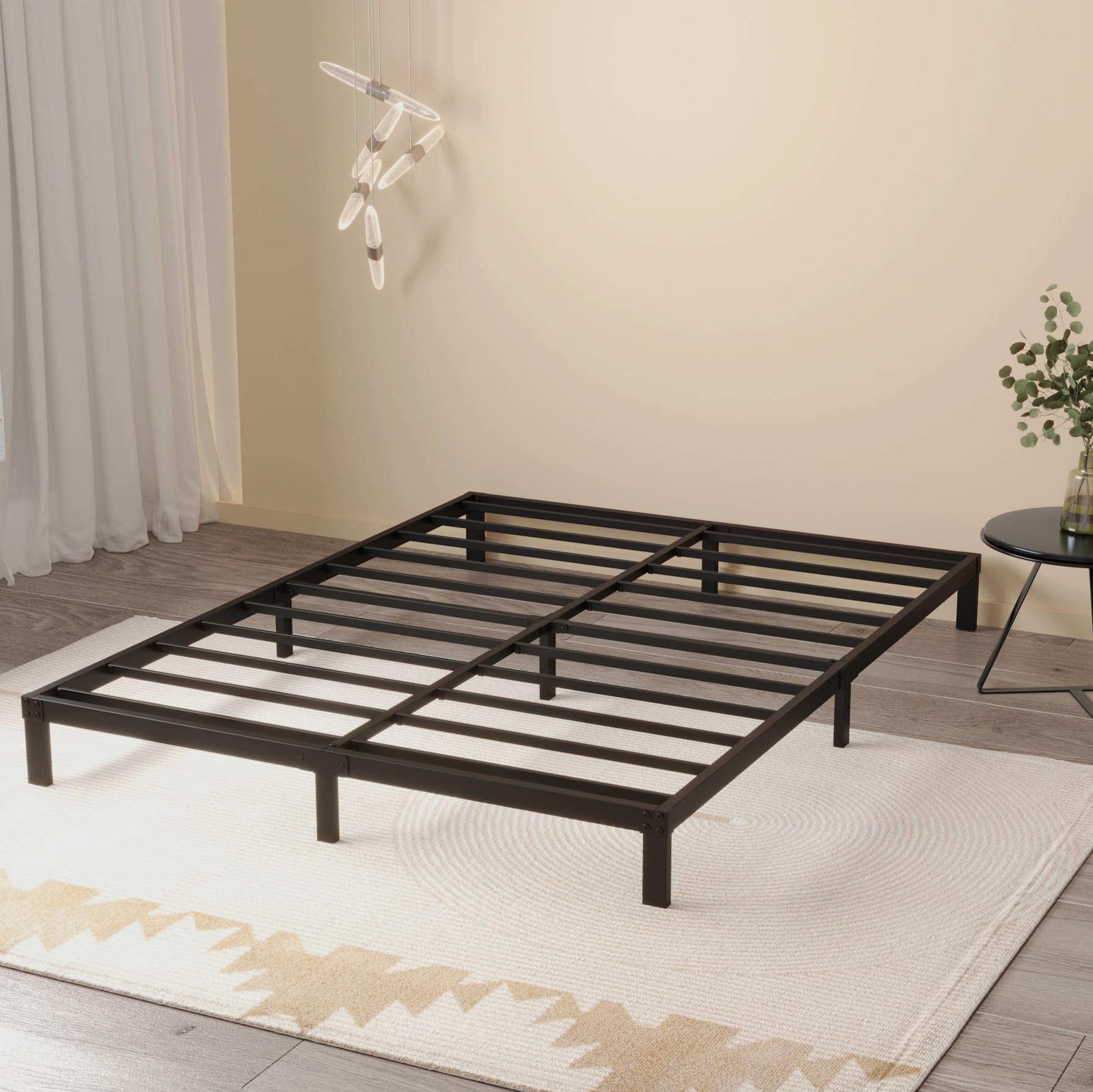 Maenizi 8 Inch Cal King Bed Frame No Box Spring Needed, Heavy Duty California King Metal Platform Support Up To 3000 Lbs With Steel Slat, Easy Assembly, Noise Free, Black