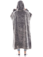 Waitu Wearable Blanket Hoodie, Thick Flannel, Adult Size, Gray, Model HGBK622 - Super Warm & Cozy with Sleeves and Giant Pocket