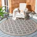 SAFAVIEH Courtyard Collection 710 Round Anthracite/Beige CY6918 Trellis Indoor/ Outdoor Splashproof Easy Scrubbing Patio Backya