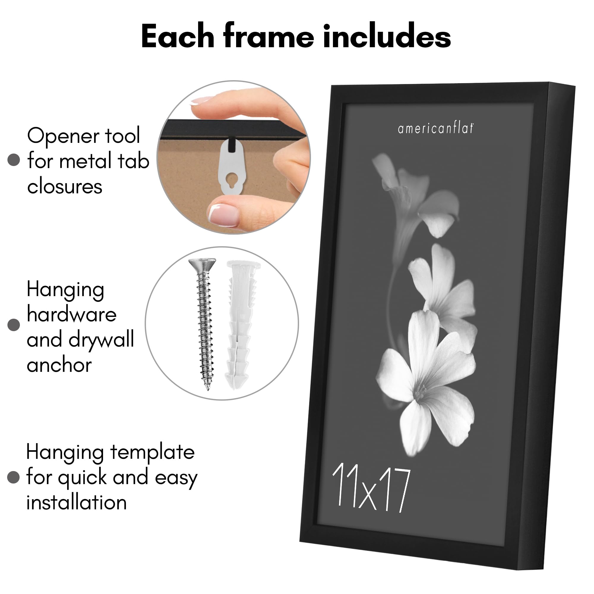 Americanflat 11X17 Picture Frame With Polished Plexiglass - Soho Collection - Gallery Style Deep Molding Frame For Wall Display