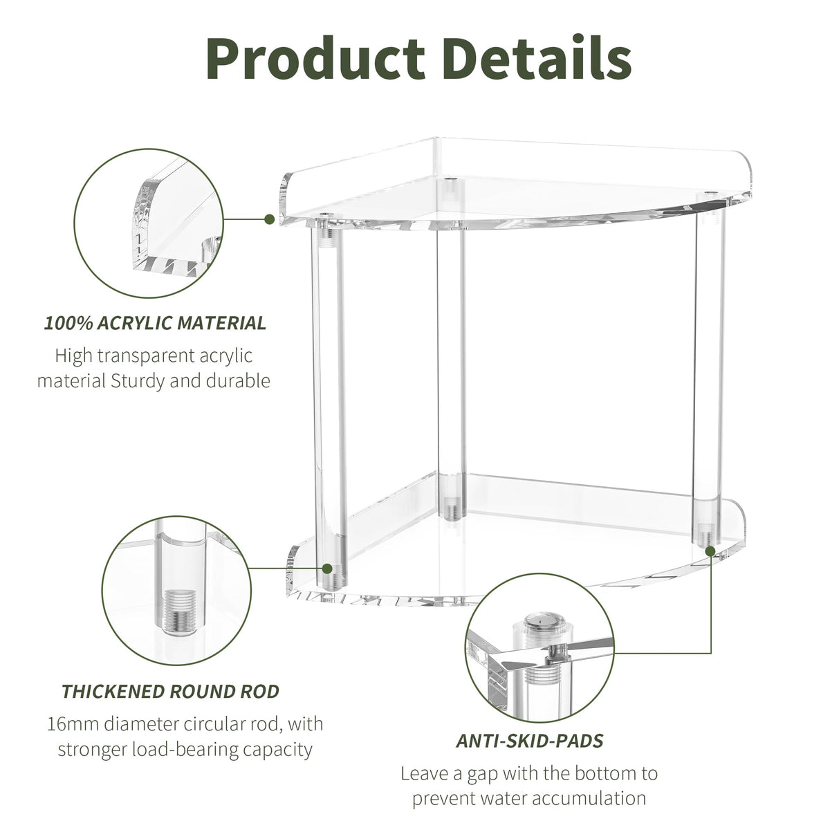 Sezanrpt 2 Tier Countertop Corner Organizer Shelf 7X7X8 Inch, Acrylic Bathroom Organizer Corner Shelf For Countertop, Clear Vanity Storage Organizer For Skincare, Cosmetics, Perfume