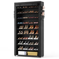Rojasop 10 Tier Shoe Rack With Covers,Large Capacity Stackable Tall Shoe Shelf Storage To 50-55 Pairs Shoes And Boots Sturdy Metal Free Standing Shoe Rack Organizer For Closet Entryway Garage