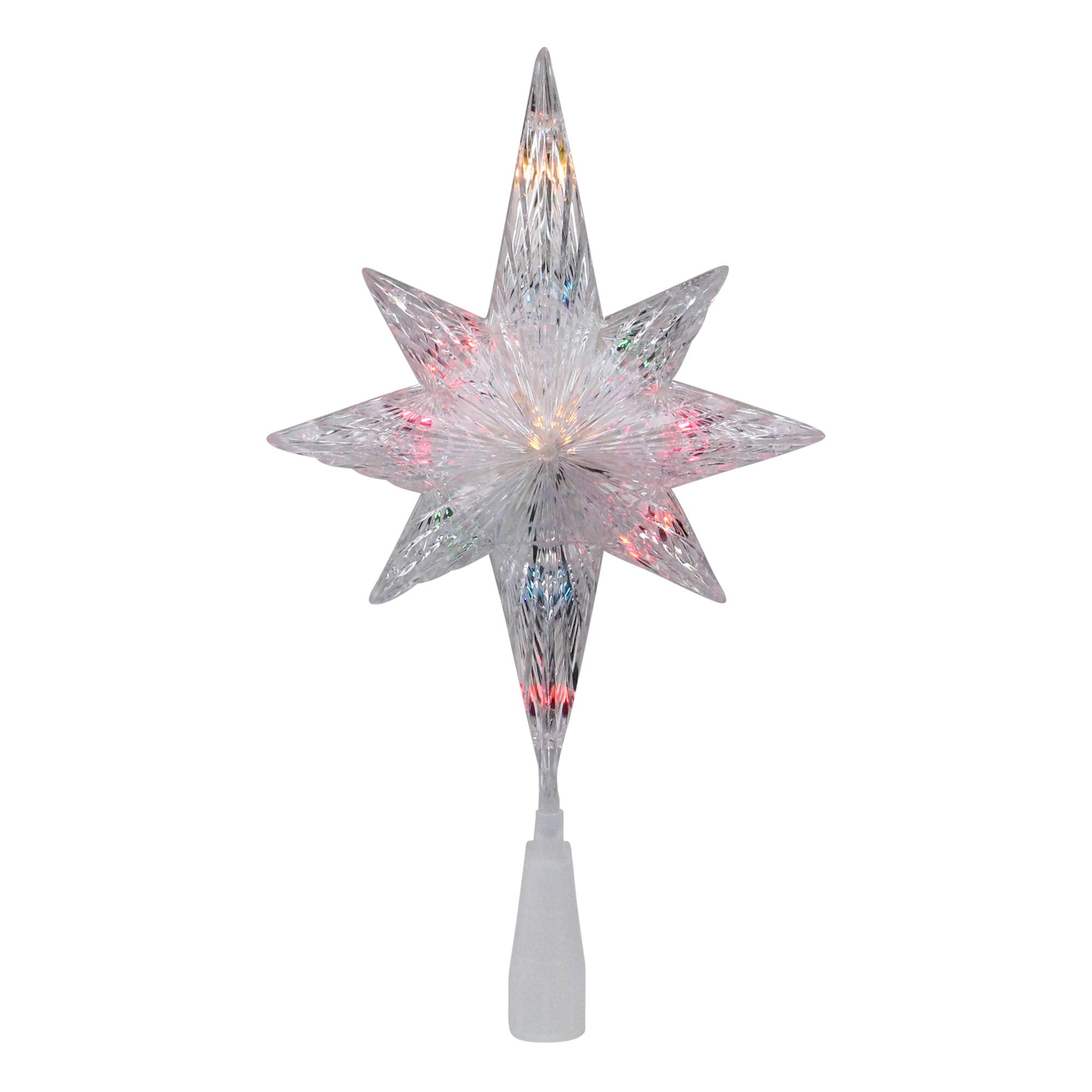 11 Lighted Clear Crystal Star of Bethlehem Christmas Tree Topper - Multicolor Lights