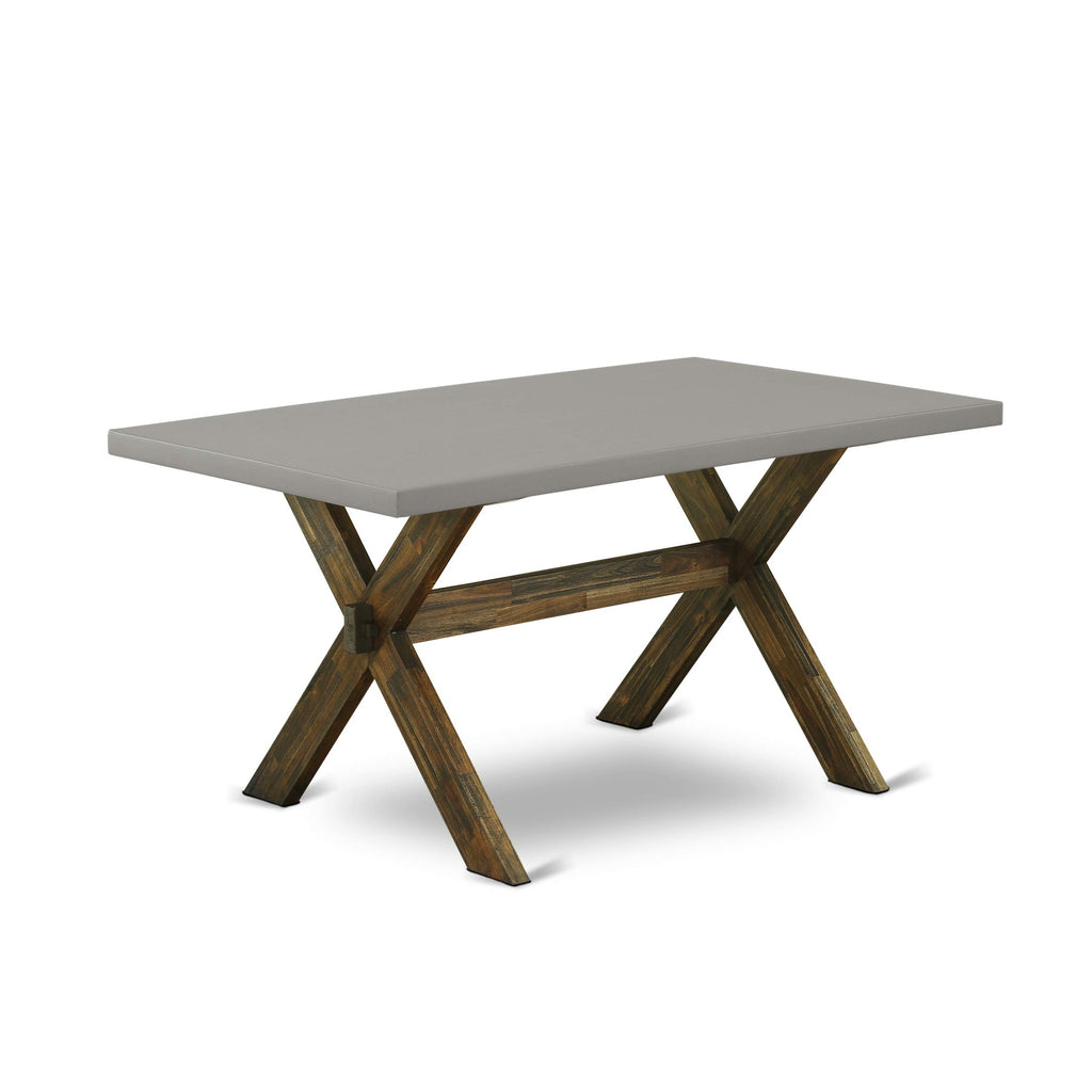 East West Furniture X796Mzn32-5 5 Piece Dining Room Table Set Includes A Rectangle Kitchen Table With X-Legs And 4 Light Beige Linen Fabric Parson Dining Chairs, 36X60 Inch, Multi-Color