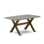 East West Furniture X796Mzn32-5 5 Piece Dining Room Table Set Includes A Rectangle Kitchen Table With X-Legs And 4 Light Beige Linen Fabric Parson Dining Chairs, 36X60 Inch, Multi-Color