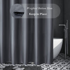 Aoohome Standard Shower Liner, Solid Polyester Fabric Solid Shower Curtain Liner For Hotel With Hooks, Water Repellent, Weighted
