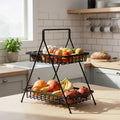 Kuber Industries Metal 2 Tier Fruit & Vegetable Basket For Kitchen | Dining/Kitchen Rack/Countertop Organizer | Multipurpose Sto