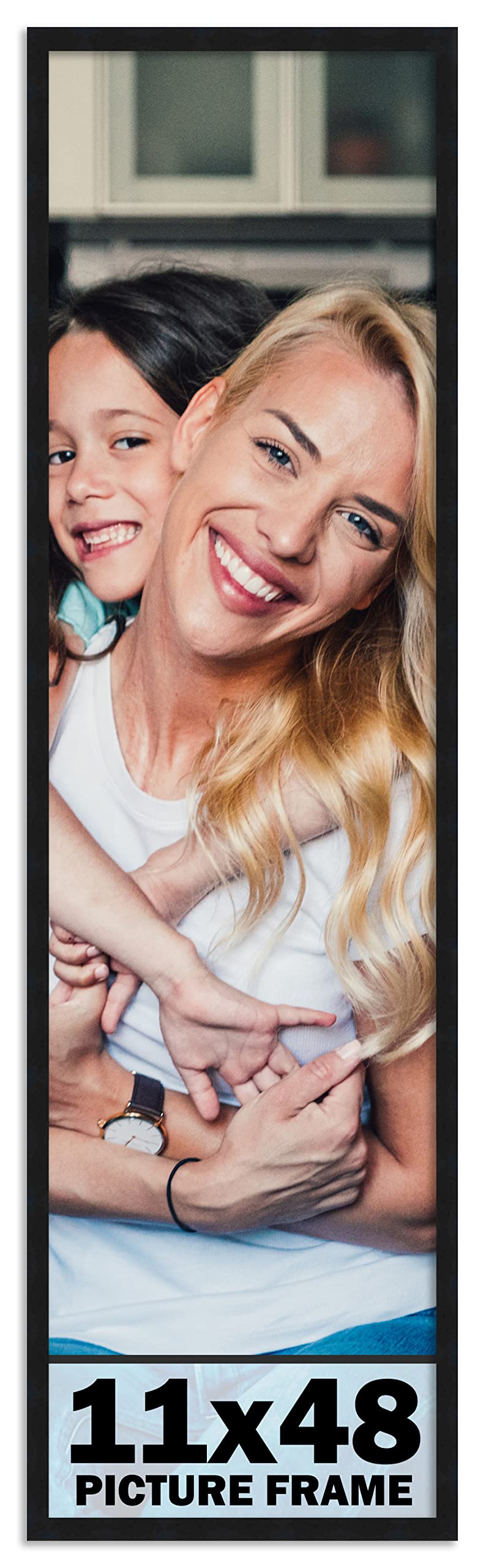 11x48 Frame Black Picture Frame - Complete Modern Photo Frame Includes UV Acrylic Shatter Guard Front, Acid Free Foam Backing Bo