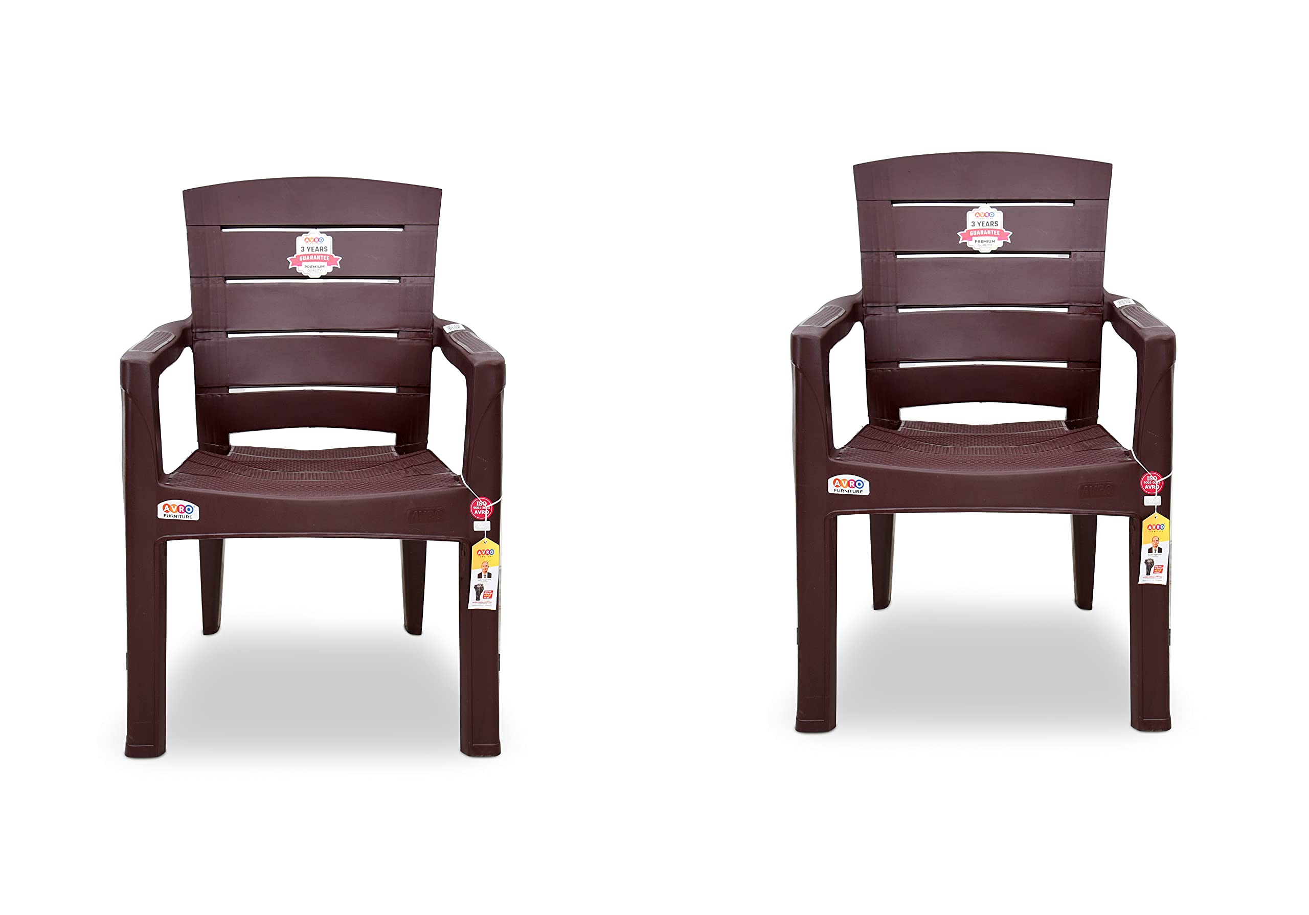 Avro Furniture Plastic Armchairs, Set Of 2, Solid Back, Matt Finish, Strong & Sturdy Use For Home, Living Room & Dining, 200Kg C