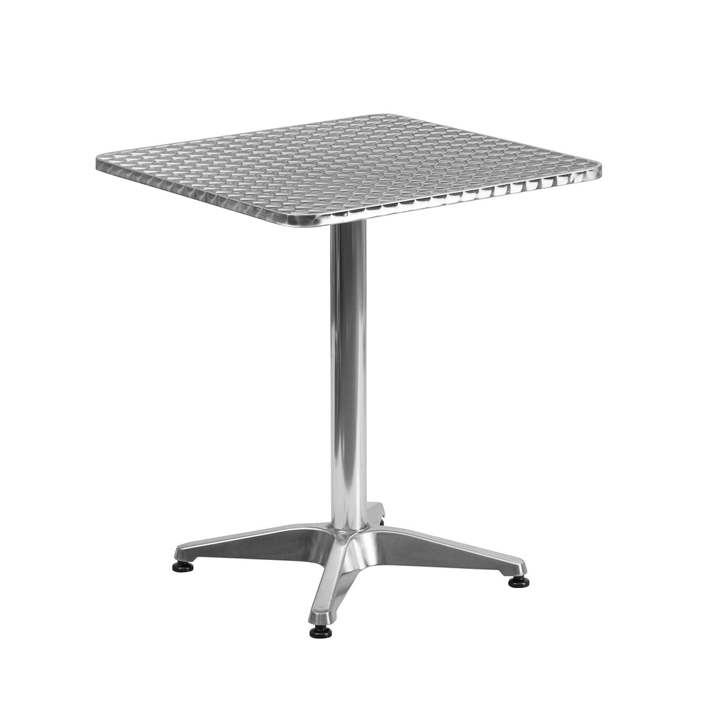 Flash Furniture Lila 23.5'' Square Aluminum Indoor-Outdoor Table Set with 2 Black Rattan Chairs