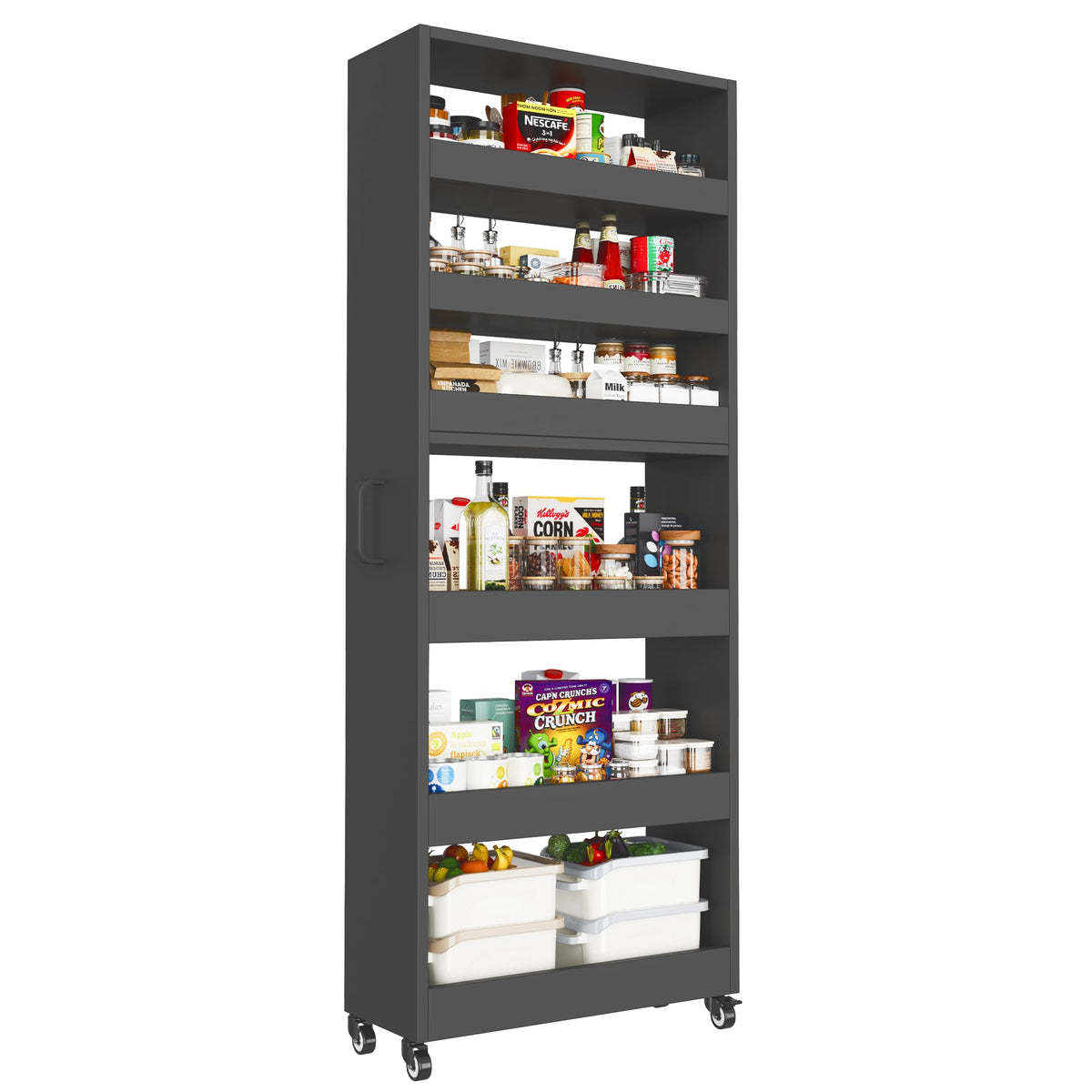 Qiaoxuan Slim Storage Cart, Lightweight 6 Tier Metal Rolling Utility Kitchen Cart on Wheels, Mobile Storage Shelving Unit Organi