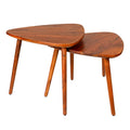 TUP The Urban Port 18,16 Inch 2-Piece Grain Guitar Pick Style Nesting Side Table Set, Acacia Wood, Brown
