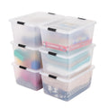 IRIS USA 6-Pack High-Capacity Clip Box with Latching Lids, 32 Quart Craft Storage Bins, Art & Writing Supply Containers for Home