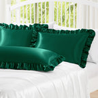 Homiest Ruffle Satin Pillowcase For Hair And Skin, Standard Satin Pillow Covers Silky Pillow Cases Set Of 2, Satin Ruffled Pillo