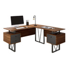 Techni Mobili Reversible L Shaped Desk With File Cabinet And Drawers 59” W – Modern Versatile L Shaped Office Desk With Drawers And File Cabinet - Brown