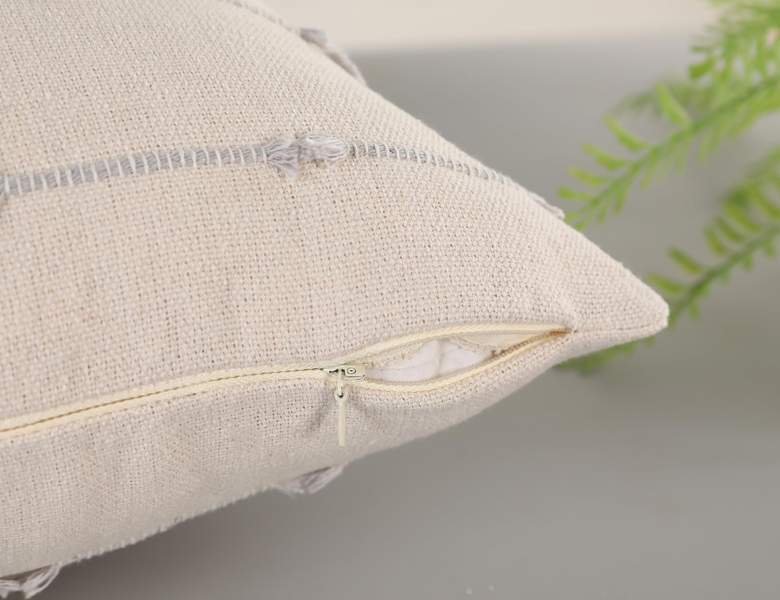 Nuyecy Set Of 2 Boho Throw Pillow Covers 30X30,Stone Grey And White Neutral Couch Pillow Case With Tassel Fringe Decorative,Mode