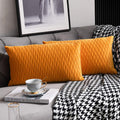 Dezene Fall Golden Yellow Couch Pillow Covers: 2 Pack 12X20 Inch Original Striped Polyester Rectangular Throw Pillow Cases For F