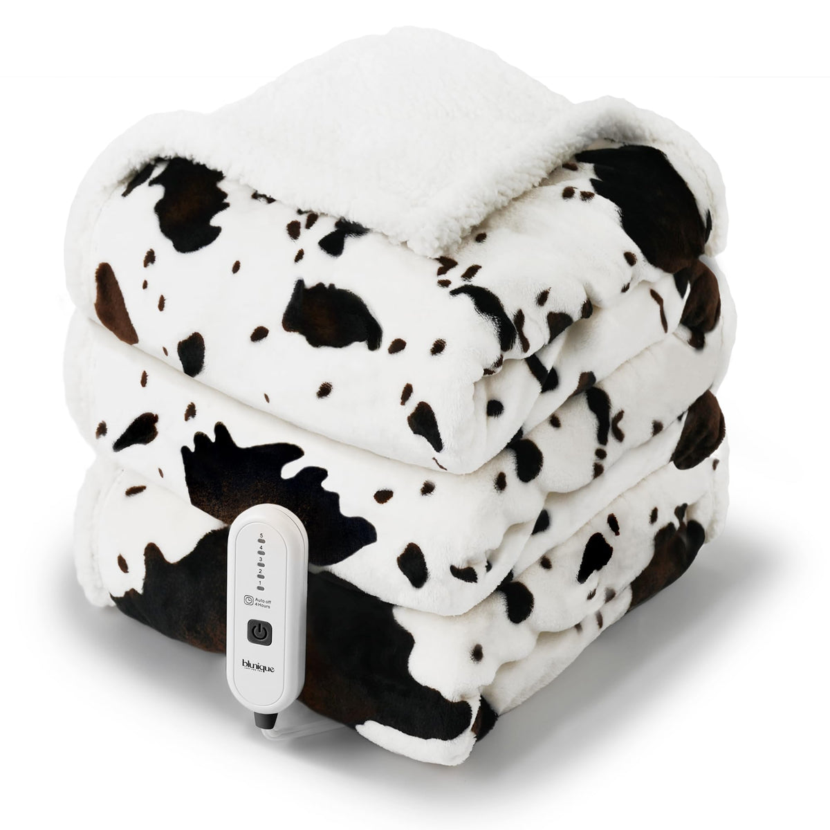 Blunique Heated Blanket Electric Blanket - Heating Blanket Twin With 5 Heat Levels & 10 Hours Auto-Off, Cozy Soft Fleece Sherpa