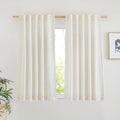 Nicetown Linen Curtains 48 Inches Long, Rod Pocket & Back Tab Flax Linen Weave Window Treatments Privacy With Light Filtering Fo
