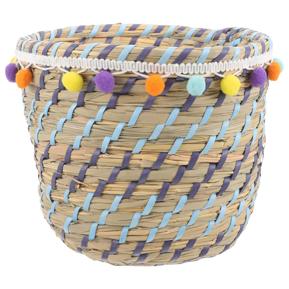 Angoily Woven Basket Wicker Basket Round Barrel,Boho Multipurpose Woven, Waste for s Bathroom,Colorful Decorative Laundry Storag