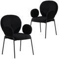 Celestial Series Boucle Dining Arm Chair, Black Frame with Black Fabric Set of 2