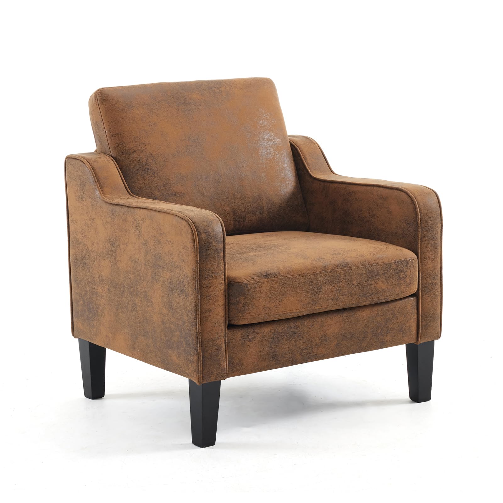 VINGLI Accent Chair for Living Room Chairs Rustic Reading Chair for Bedroom Scooped Arm Chair Mid Century Modern Accent Chairs U