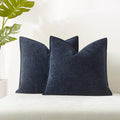 Juspurbet Set Of 2 Navy Blue Chenille Throw Pillow Covers 26X26 Inch Soft Textured Decorative Cushion Cases For Couch Sofa Bed S