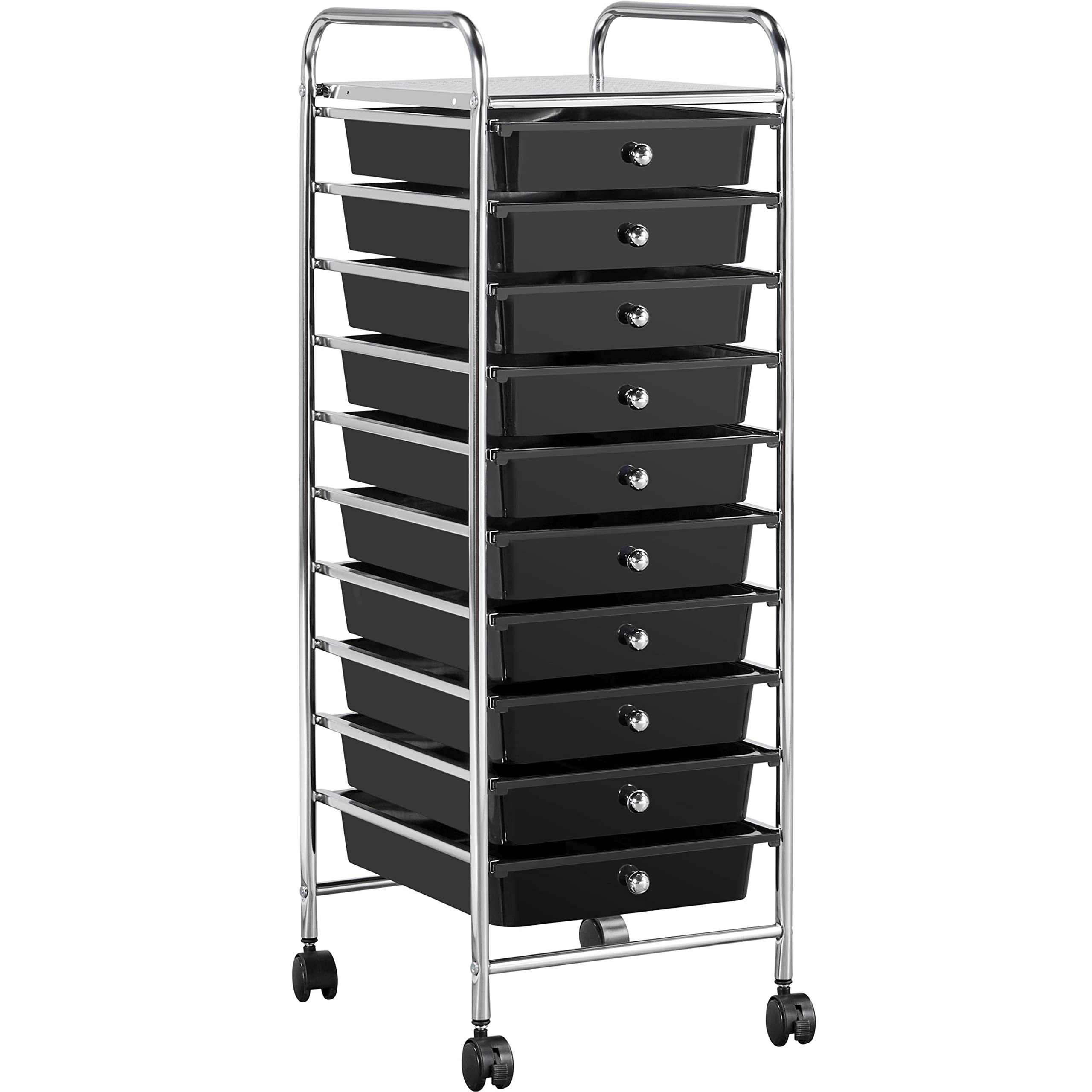 Yaheetech Rolling Cart Organizer Plastic Trolley with 10 Storage Drawers Utility Cart on Wheels Art Craft Organizer Ample Storag