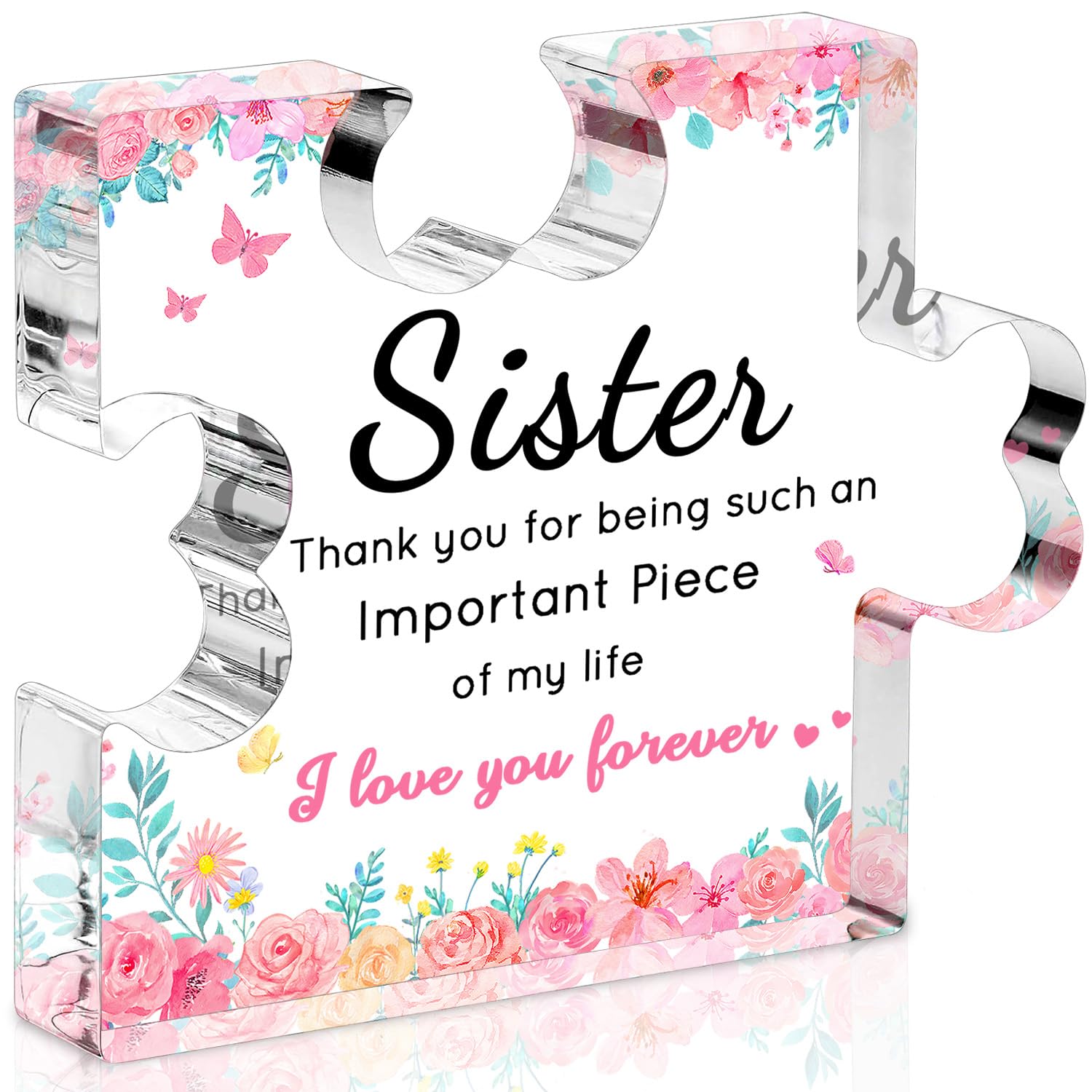 Sister Birthday Gifts from Sister, Big Sister Gift - Acrylic Puzzle Piece Plaque 4.7    3.8    0.6 inch, Sister Gifts from Siste