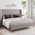 Jocisland Full Size Bed Frame Upholstered Bed 51.2 High Platform Bed with Wingback Headboard/No Box Spring Needed/Easy Assembly/