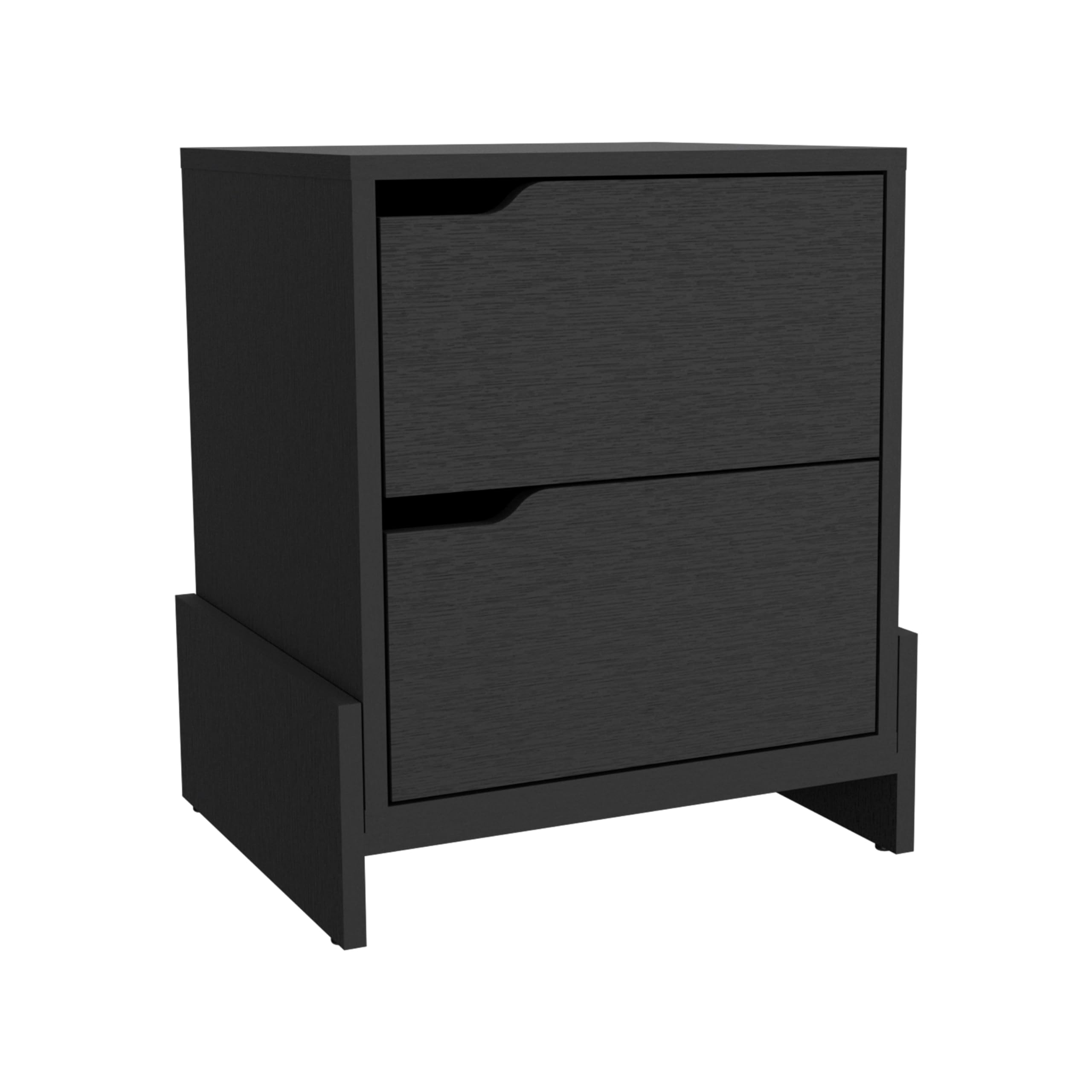 Tuhome Luss Nightstand, Bedside Table With 2-Drawers -Black -Bedroom