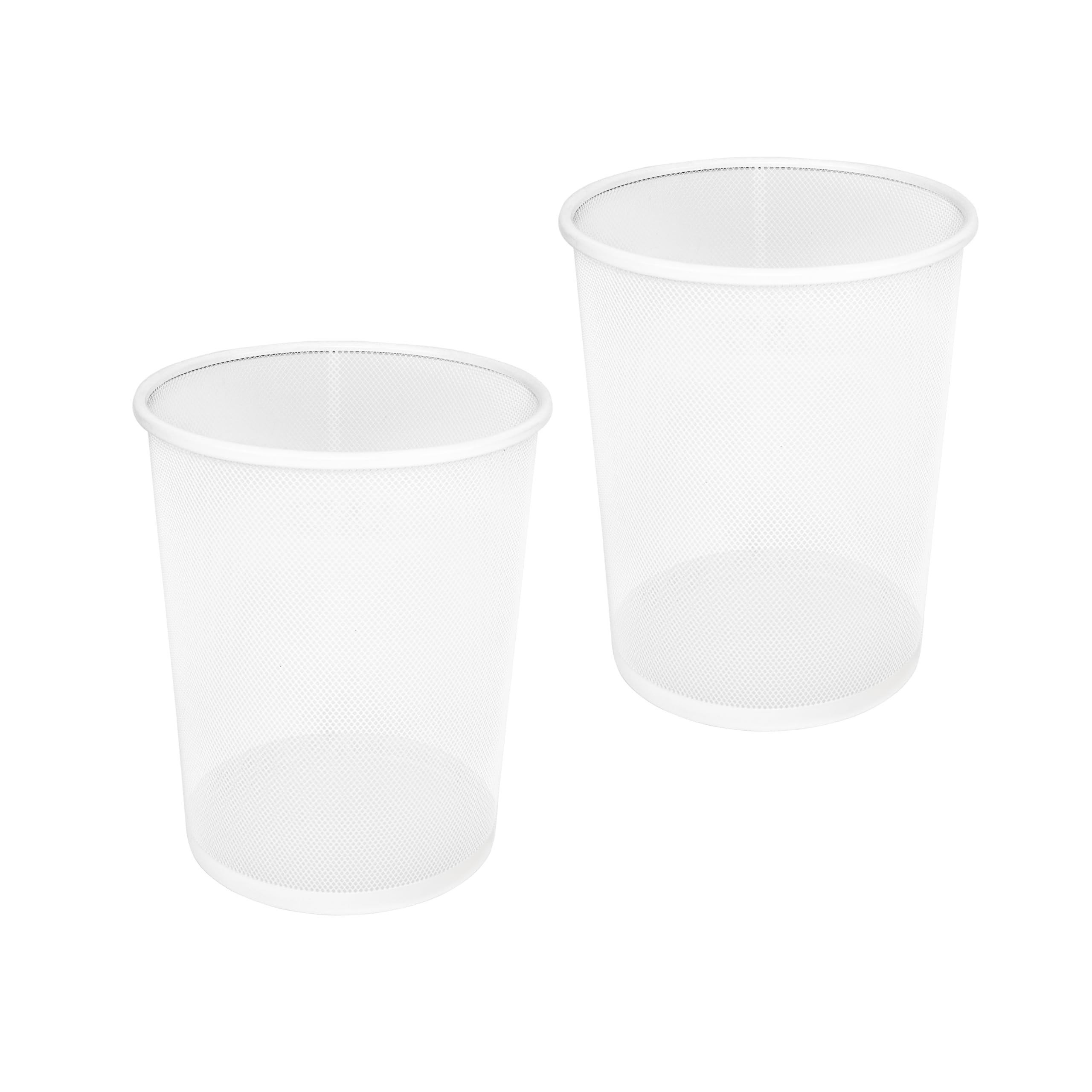 Seville Classics 2-Pack Steel Mesh Round Trashcan Wastebasket for Trash or Recycle in The Home, Office, or Garage, White, 6 Gall