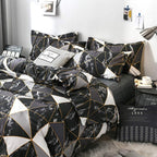 Clothknow Black Marble Comforter Sets California King Triangle Geometric Bedding Comforter Sets Cal King Bedding Black Grey White Bed Comforter 3Pcs Black White Comforter Cal King