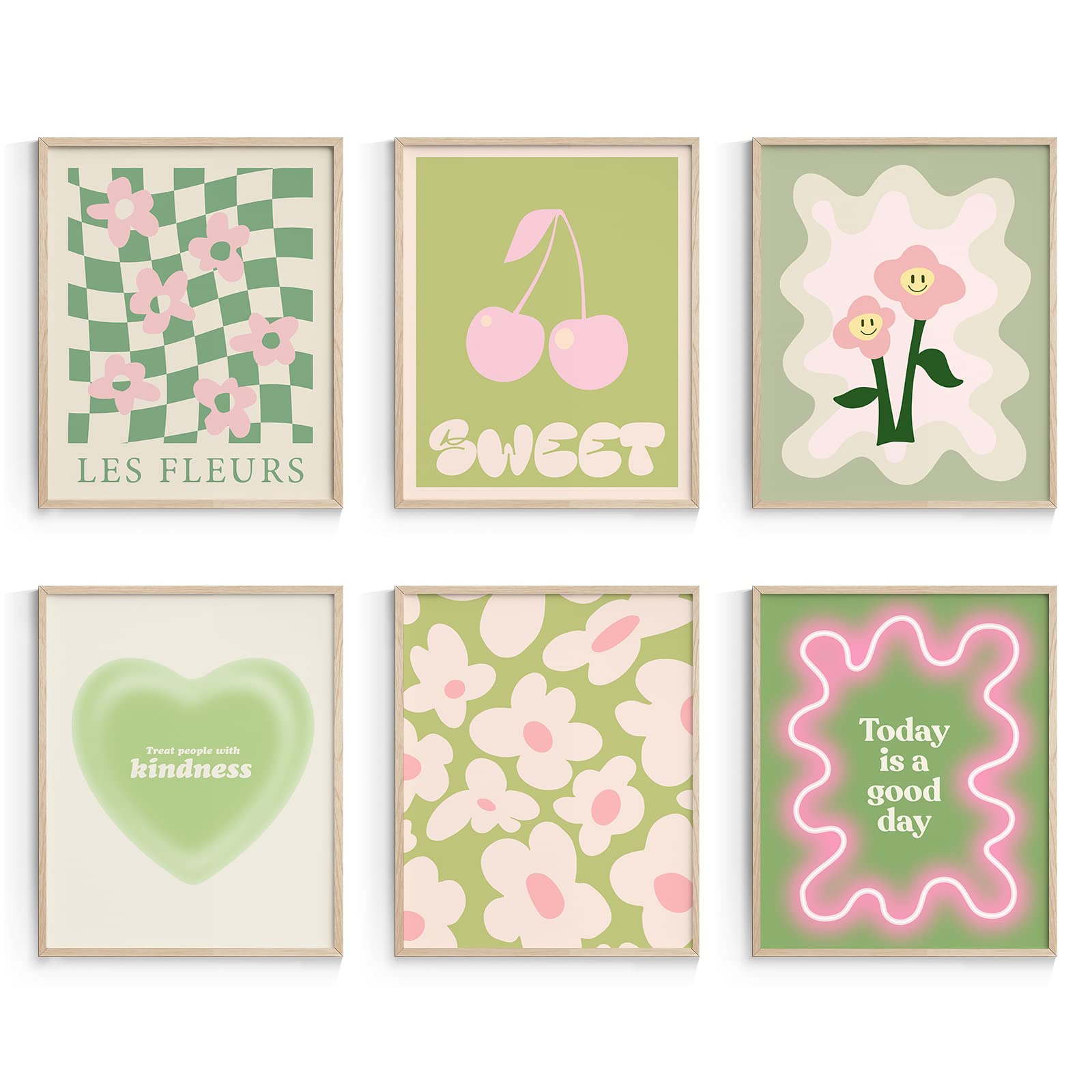 Habseligkeit Green Danish Pastel Wall Decor for Girls Dorm, Aesthetic Cute Room Decor, Preppy Wall Art Prints for Room Decor Aes
