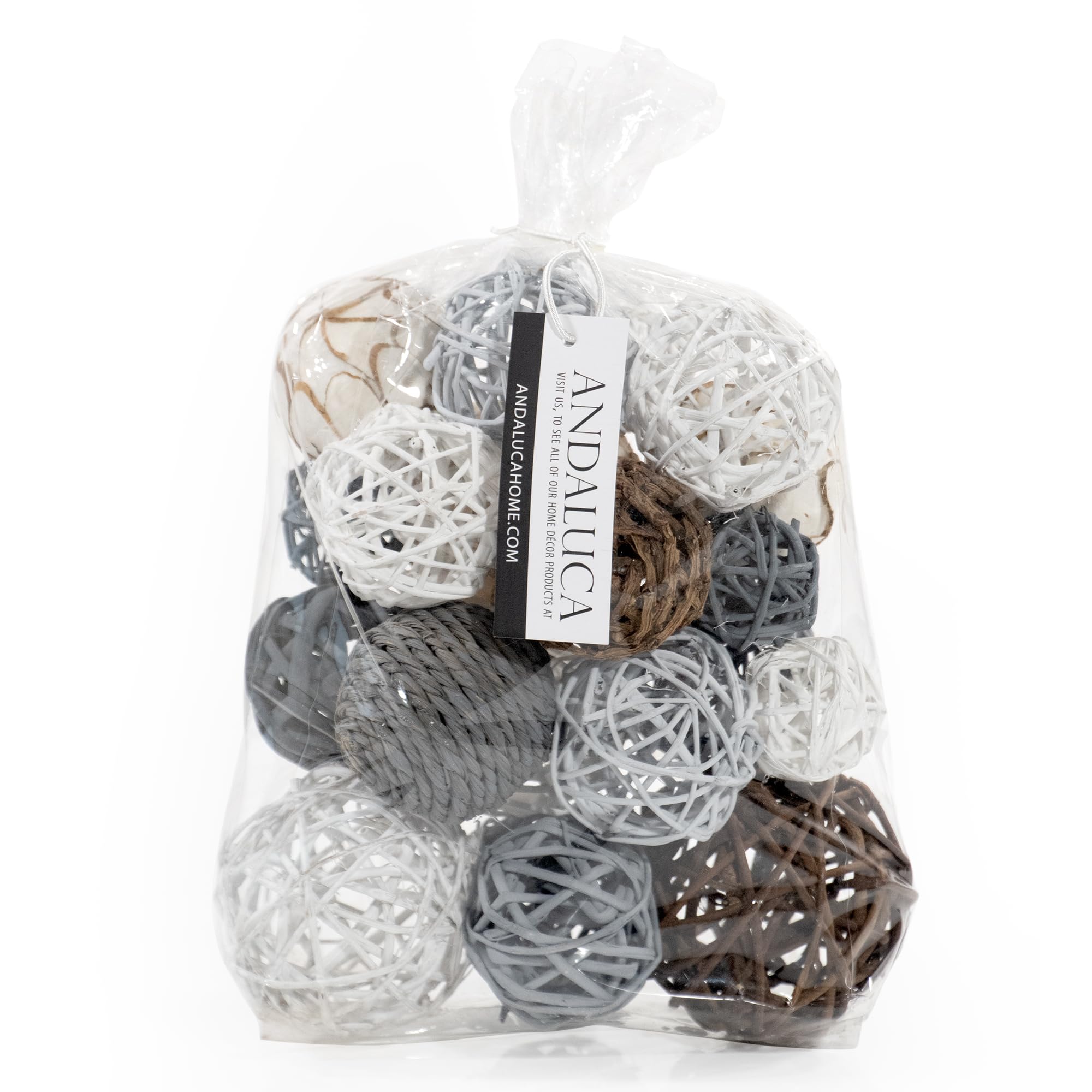 ANDALUCA Large Decorative Vase Filler Bag with Orbs, Balls (Grey)