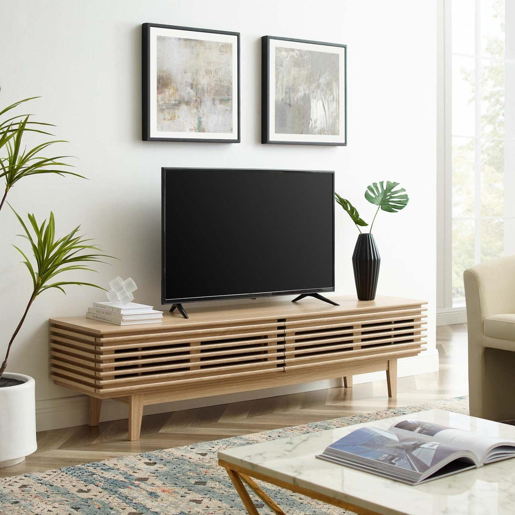 Modway Render Mid-Century Modern Low Profile 71 Inch TV Stand in Oak, 71"