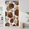 Litabel Modern Small Stall Shower Curtain For Bathroom, Brown Geometric Art Decor Waterproof Bath Curtain, Abstract Fabric Showe